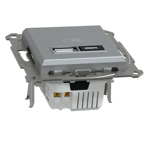 USB розетка тип А+С, 21 Вт, сталь, EPH2700562 Schneider Electric Asfora