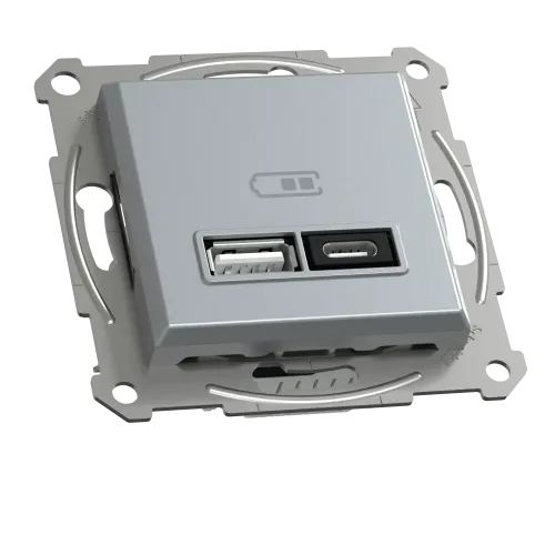 USB розетка тип А+С, 21 Вт, сталь, EPH2700562 Schneider Electric Asfora