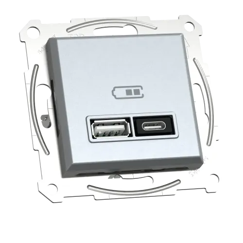 USB розетка тип А+С, 21 Вт, сталь, EPH2700562 Schneider Electric Asfora