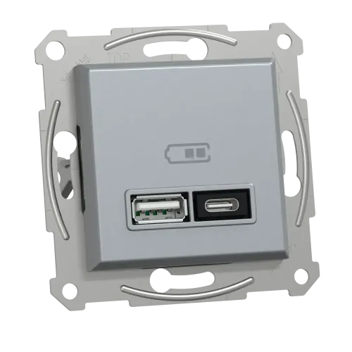 USB розетка тип А+С, 21 Вт, сталь, EPH2700562 Schneider Electric Asfora