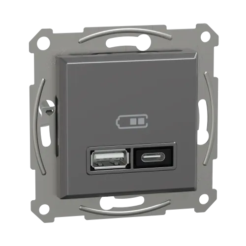 USB розетка тип А+С, 21 Вт, антрацит, EPH2700571 Schneider Electric Asfora