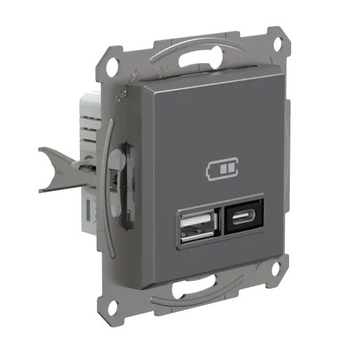 USB розетка тип А+С, 21 Вт, антрацит, EPH2700571 Schneider Electric Asfora