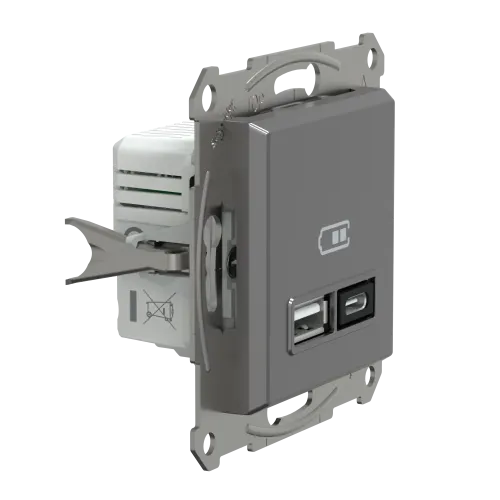 USB розетка тип А+С, 21 Вт, антрацит, EPH2700571 Schneider Electric Asfora