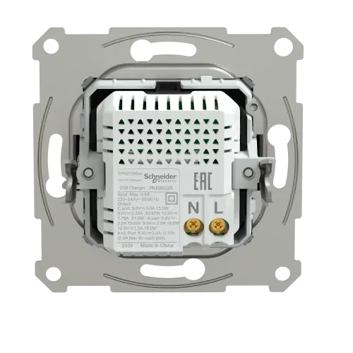 USB розетка тип А+С, 21 Вт, антрацит, EPH2700571 Schneider Electric Asfora