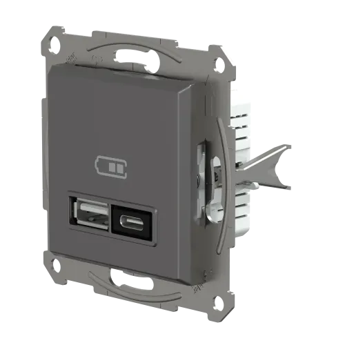 USB розетка тип А+С, 21 Вт, антрацит, EPH2700571 Schneider Electric Asfora