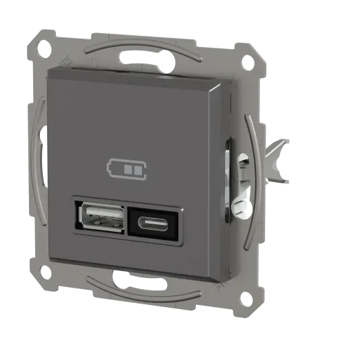 USB розетка тип А+С, 21 Вт, антрацит, EPH2700571 Schneider Electric Asfora