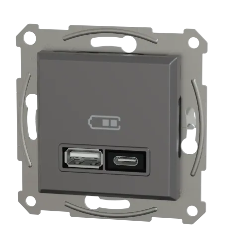 USB розетка тип А+С, 21 Вт, антрацит, EPH2700571 Schneider Electric Asfora