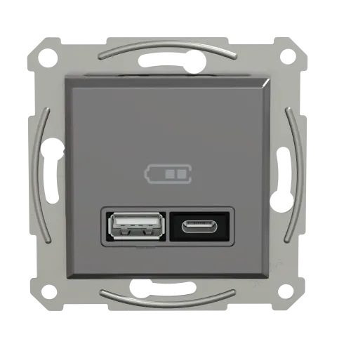 USB розетка тип А+С, 21 Вт, антрацит, EPH2700571 Schneider Electric Asfora