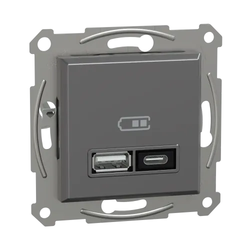 USB розетка тип А+С, 21 Вт, антрацит, EPH2700571 Schneider Electric Asfora