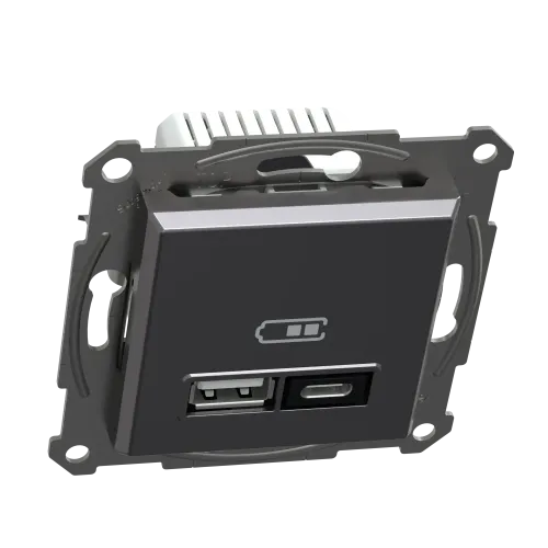 USB розетка тип А+С, 21 Вт, антрацит, EPH2700571 Schneider Electric Asfora
