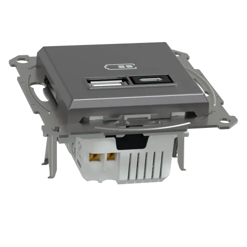 USB розетка тип А+С, 21 Вт, антрацит, EPH2700571 Schneider Electric Asfora