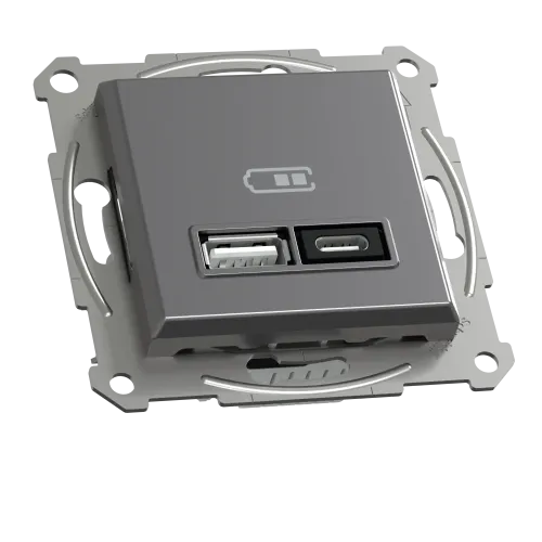 USB розетка тип А+С, 21 Вт, антрацит, EPH2700571 Schneider Electric Asfora
