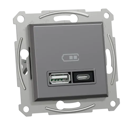 USB розетка тип А+С, 21 Вт, антрацит, EPH2700571 Schneider Electric Asfora