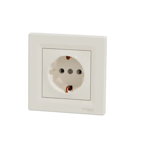 Розетка с заземлением, кремовый, EPH2900123 Schneider Asfora