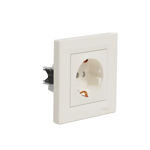 Розетка с заземлением и защитными шторками, кремовый, EPH2900223 Schneider Asfora