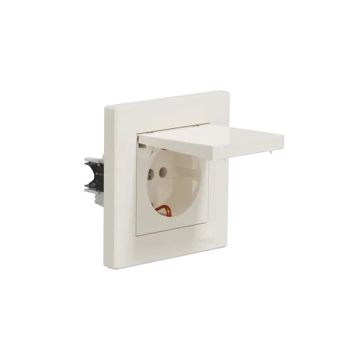 Розетка с заземлением и крышкой, кремовый, EPH3100123 Schneider Asfora