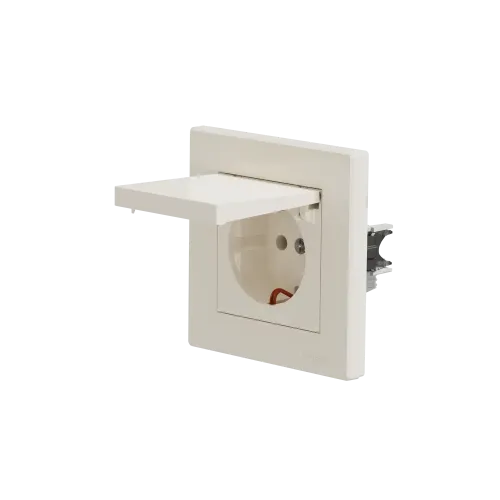 Розетка с заземлением и крышкой, кремовый, EPH3100123 Schneider Asfora