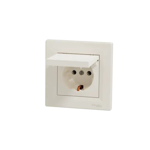 Розетка с заземлением и крышкой, кремовый, EPH3100123 Schneider Asfora