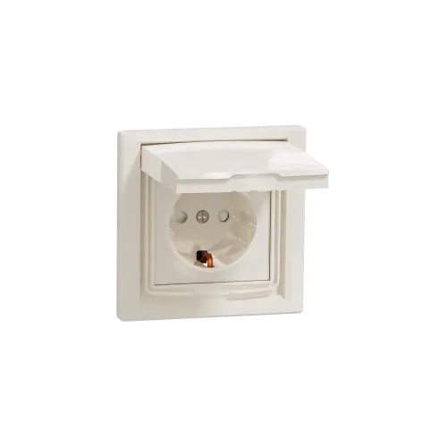Розетка влагозащищенная IP44 с заземлением, кремовый, EPH3100323 Schneider Asfora