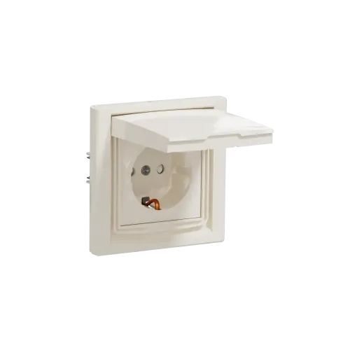 Розетка влагозащищенная IP44 с заземлением, кремовый, EPH3100323 Schneider Asfora
