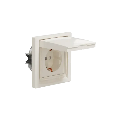 Розетка влагозащищенная IP44 с заземлением, кремовый, EPH3100323 Schneider Asfora