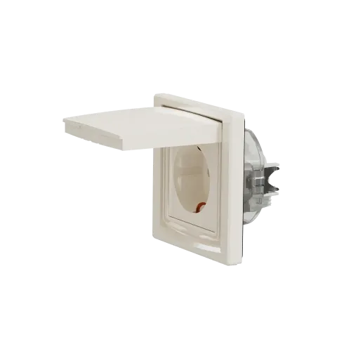 Розетка влагозащищенная IP44 с заземлением, кремовый, EPH3100323 Schneider Asfora