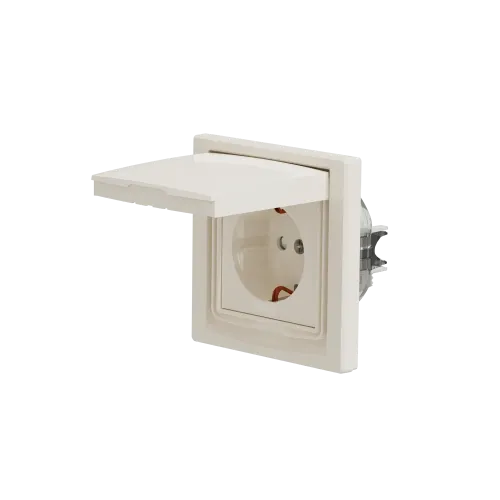 Розетка влагозащищенная IP44 с заземлением, кремовый, EPH3100323 Schneider Asfora