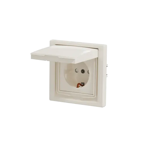Розетка влагозащищенная IP44 с заземлением, кремовый, EPH3100323 Schneider Asfora