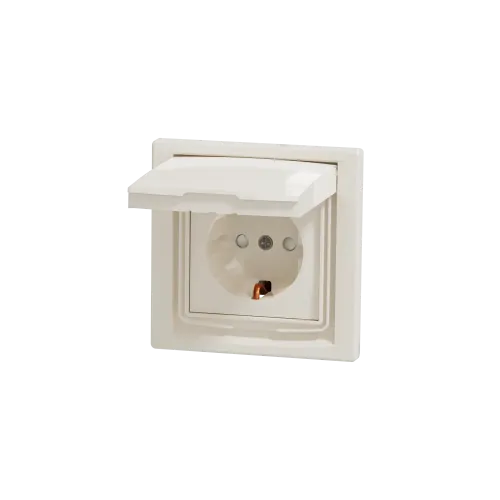 Розетка влагозащищенная IP44 с заземлением, кремовый, EPH3100323 Schneider Asfora