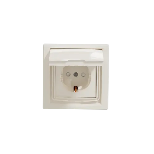 Розетка влагозащищенная IP44 с заземлением, кремовый, EPH3100323 Schneider Asfora
