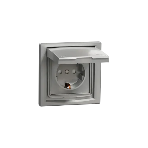 Розетка влагозащищенная IP44 с заземлением, алюминий, EPH3100361 Schneider Asfora
