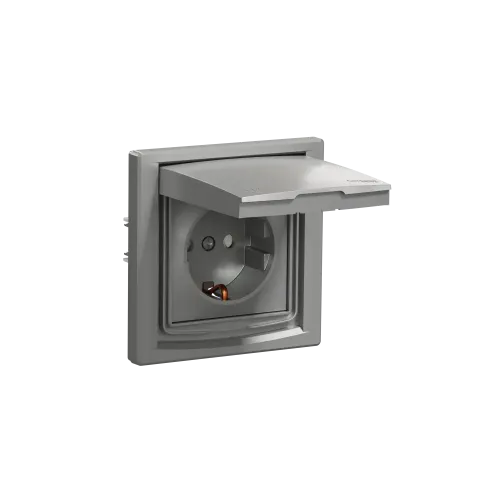 Розетка влагозащищенная IP44 с заземлением, алюминий, EPH3100361 Schneider Asfora