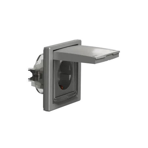 Розетка влагозащищенная IP44 с заземлением, алюминий, EPH3100361 Schneider Asfora