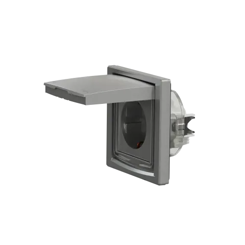 Розетка влагозащищенная IP44 с заземлением, алюминий, EPH3100361 Schneider Asfora