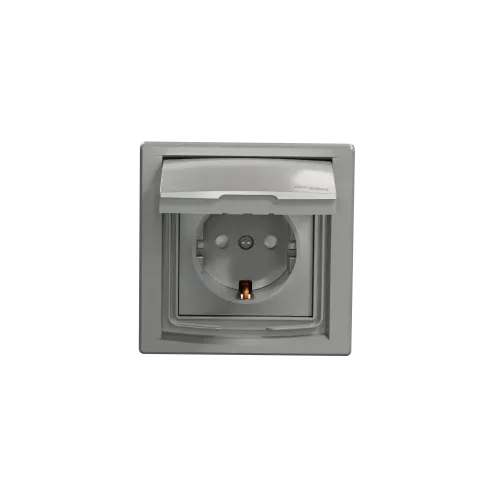 Розетка влагозащищенная IP44 с заземлением, алюминий, EPH3100361 Schneider Asfora