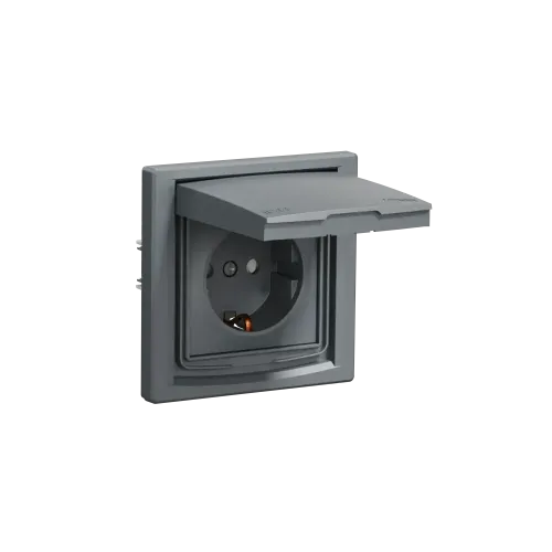 Розетка вологозахищена IP44 із заземленням, сталь, EPH3100362 Schneider Asfora