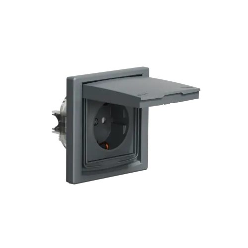 Розетка вологозахищена IP44 із заземленням, сталь, EPH3100362 Schneider Asfora