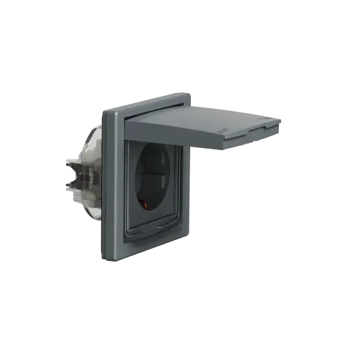 Розетка вологозахищена IP44 із заземленням, сталь, EPH3100362 Schneider Asfora