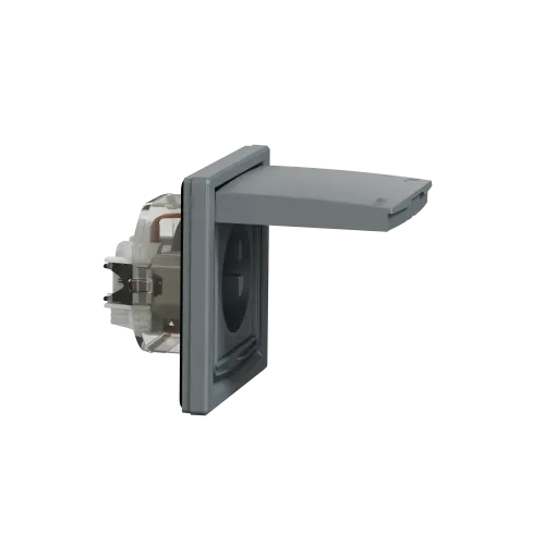 Розетка вологозахищена IP44 із заземленням, сталь, EPH3100362 Schneider Asfora