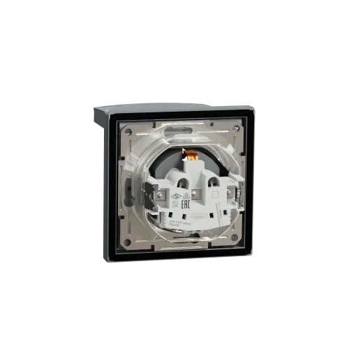 Розетка вологозахищена IP44 із заземленням, сталь, EPH3100362 Schneider Asfora