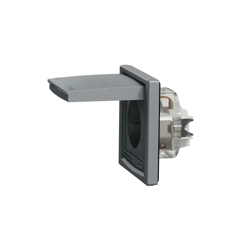 Розетка вологозахищена IP44 із заземленням, сталь, EPH3100362 Schneider Asfora