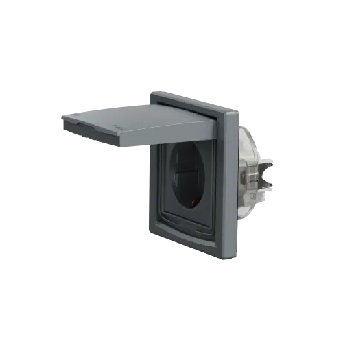 Розетка вологозахищена IP44 із заземленням, сталь, EPH3100362 Schneider Asfora
