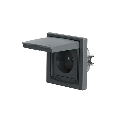 Розетка вологозахищена IP44 із заземленням, сталь, EPH3100362 Schneider Asfora