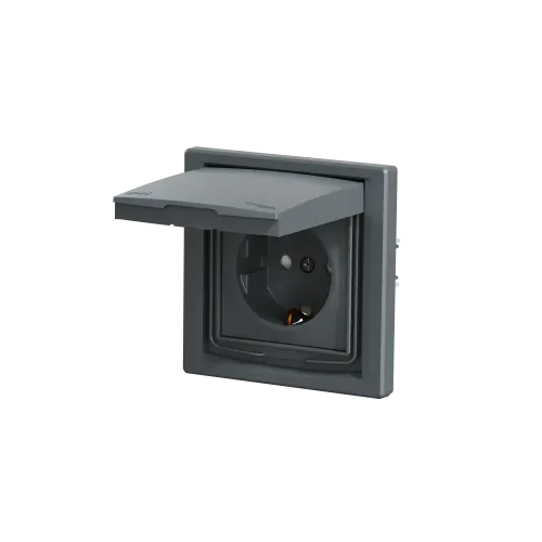 Розетка вологозахищена IP44 із заземленням, сталь, EPH3100362 Schneider Asfora
