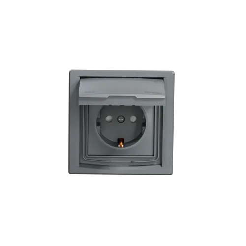 Розетка вологозахищена IP44 із заземленням, сталь, EPH3100362 Schneider Asfora