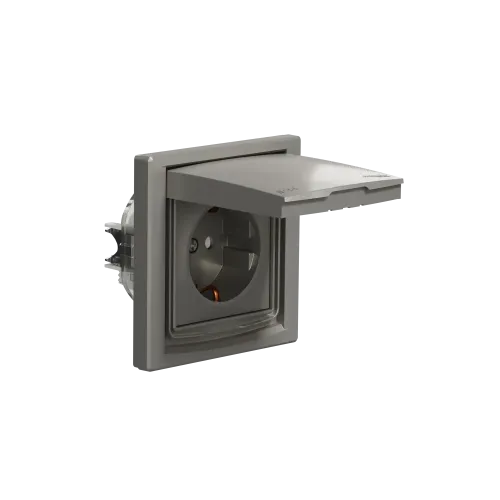 Розетка вологозахищена IP44 із заземленням, бронза, EPH3100369 Schneider Asfora