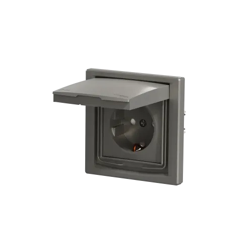 Розетка вологозахищена IP44 із заземленням, бронза, EPH3100369 Schneider Asfora