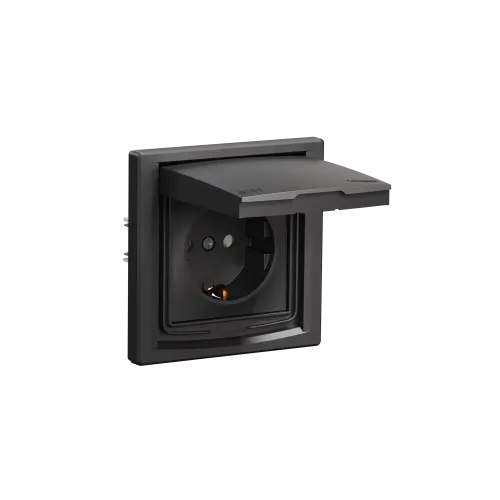 Розетка влагозащищенная IP44 с заземлением, антрацит, EPH3100371 Schneider Asfora