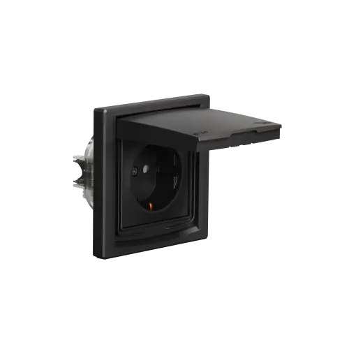 Розетка влагозащищенная IP44 с заземлением, антрацит, EPH3100371 Schneider Asfora