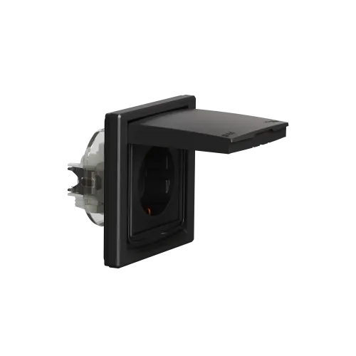 Розетка влагозащищенная IP44 с заземлением, антрацит, EPH3100371 Schneider Asfora